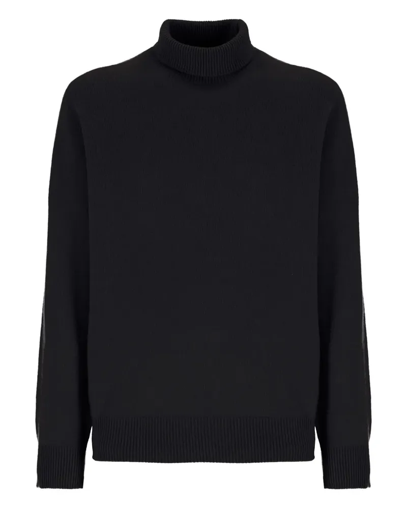 Laneus Rollkragenpullover mit gerippten Bündchen - Schwarz Schwarz