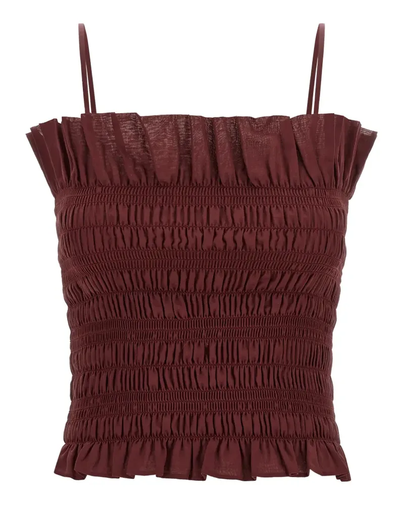 ANDAMANE Suri smocked ruffled sleeveless top - Rot Rot