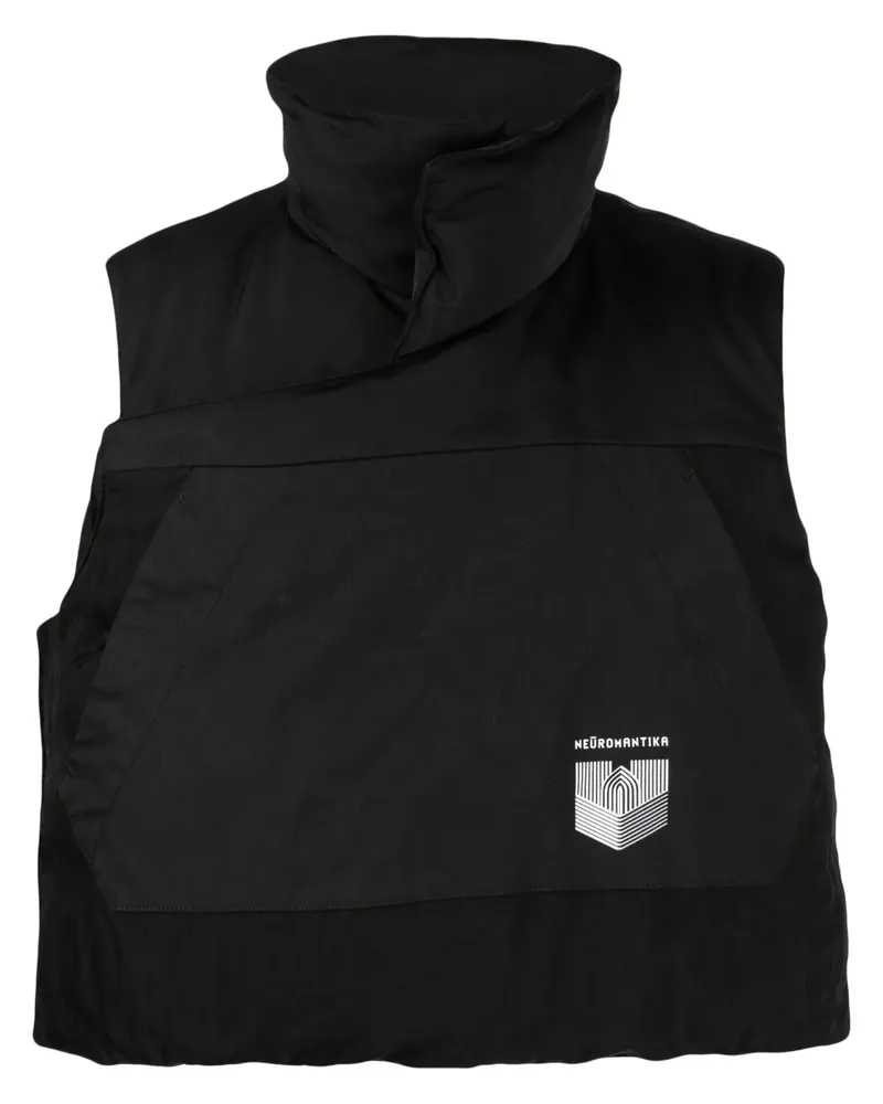 Julius Gefütterte Weste mit Logo-Print - Schwarz Schwarz