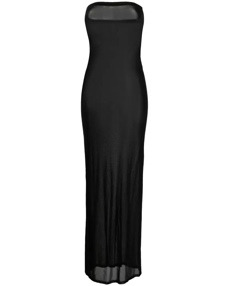 Saint Laurent Schulterfreies Kleid mit Sheer-Effekt - Schwarz Schwarz