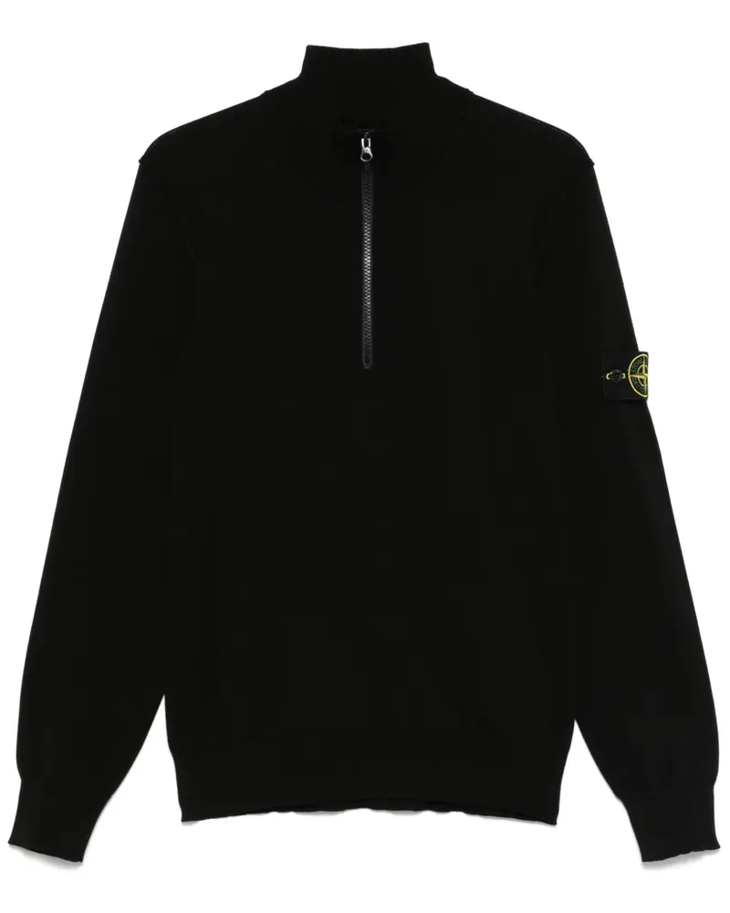 Stone Island Pullover mit Kompass-Patch - Schwarz Schwarz