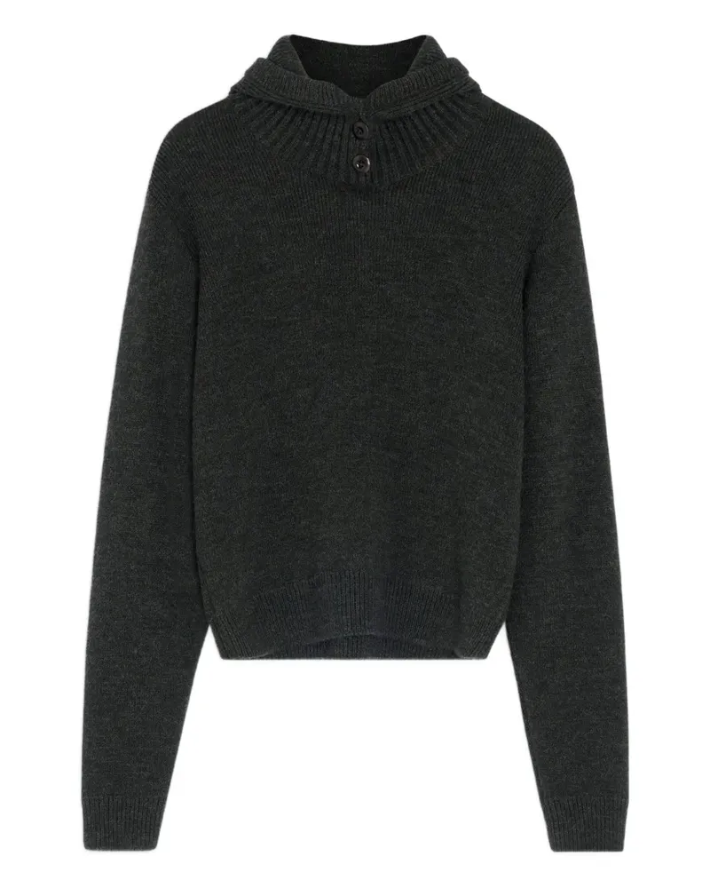 Christophe Lemaire Geknöpfter Kapuzenpullover - Schwarz Schwarz