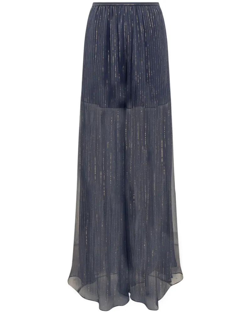 Rochas Schlaghose im Metallic-Look - Blau Blau