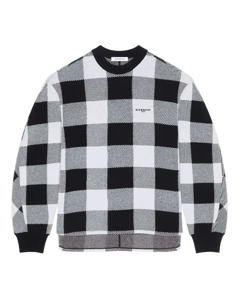 Givenchy Karierter Pullover mit Stickerei  Paris - Schwarz Schwarz