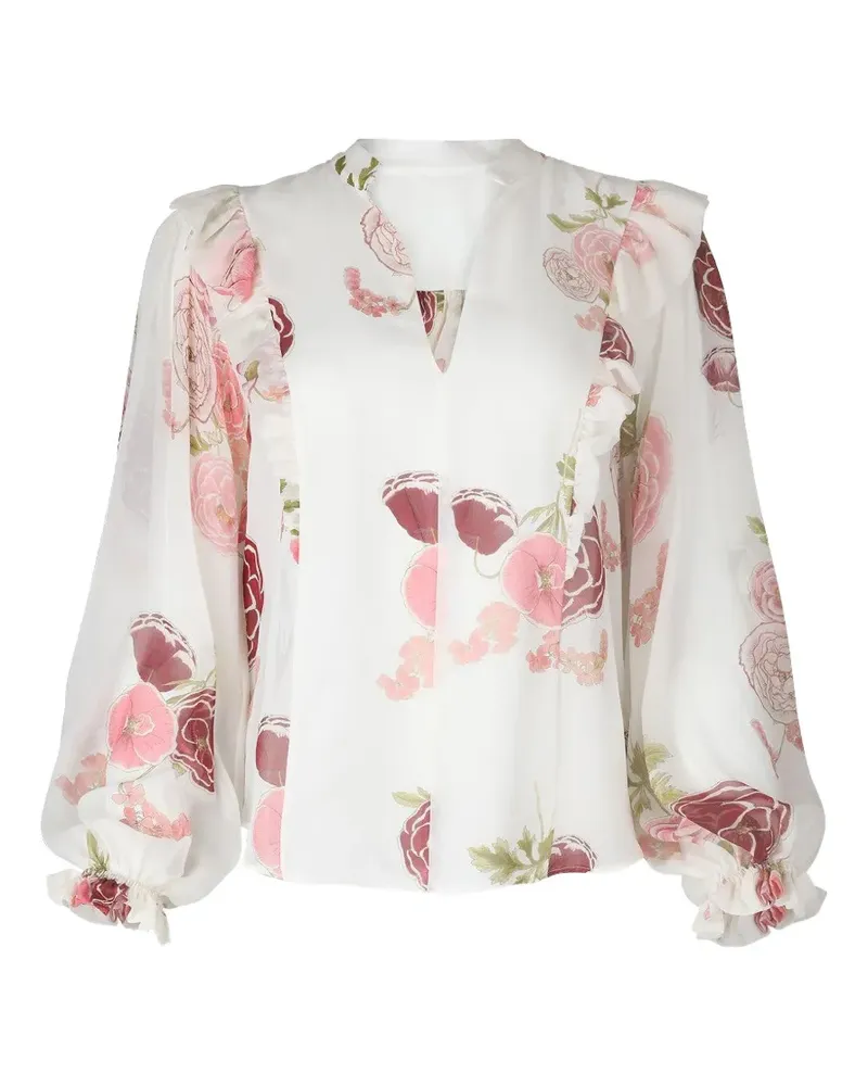 Giambattista Valli Bluse mit Blumenprint - Weiß Weiß