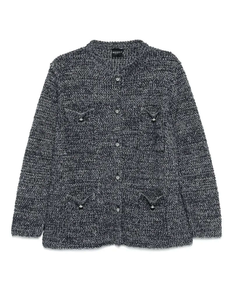 NEERA pocket tweed cardigan - Blau Blau