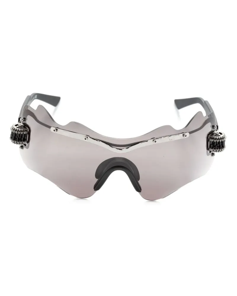 KUBORAUM E16 Sonnenbrille mit durchgehendem Glas - Schwarz Schwarz