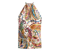 Seidentop mit Neckholder und Paisleymotiv - Nude