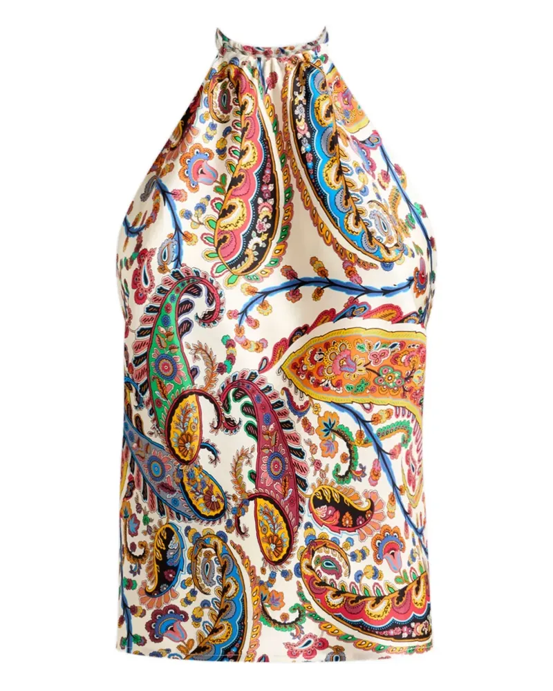 Etro floral paisley halterneck blouse - Nude Nude