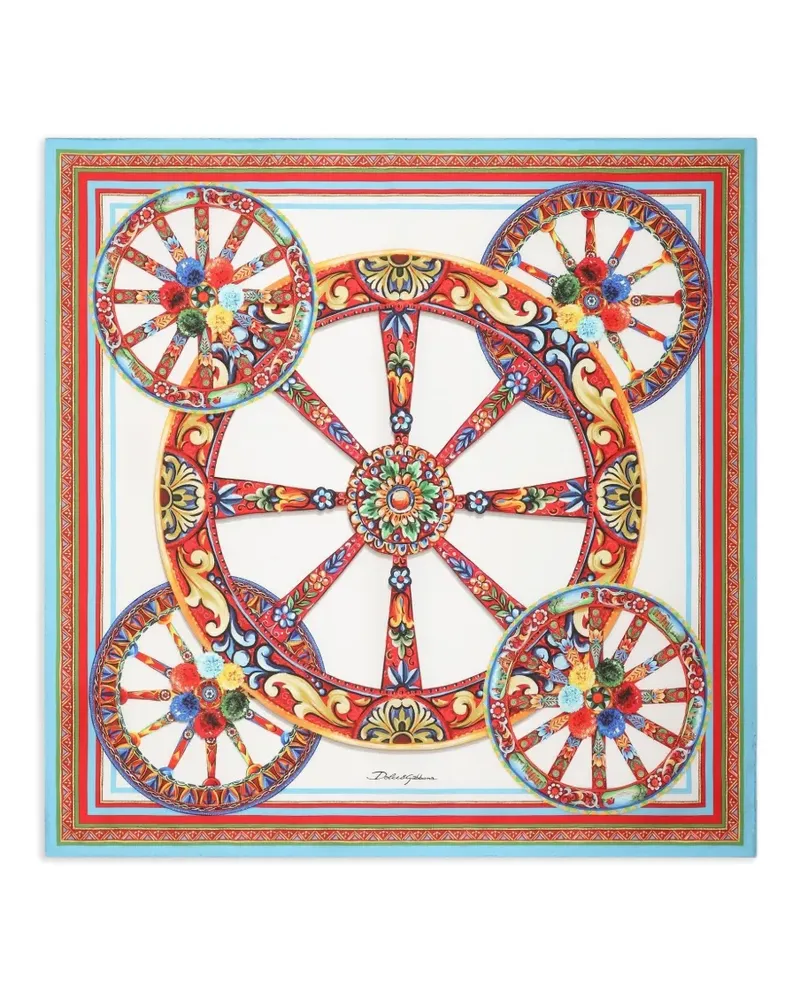 Dolce & Gabbana 70X70 CARRETTO-PRINT SILK TWILL SCARF - Weiß Weiß