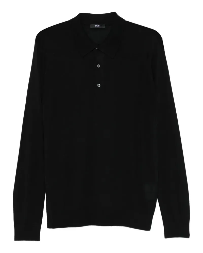 Alpha Studio Fein gestricktes Poloshirt - Schwarz Schwarz