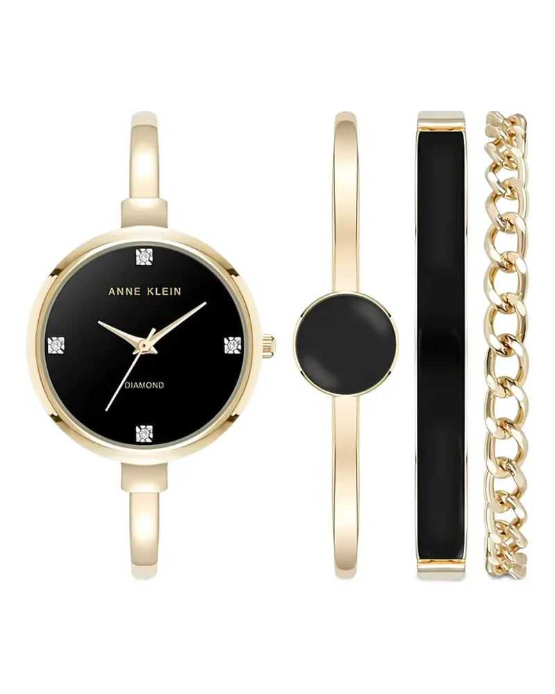 Anne Klein diamond 32mm watch - Schwarz Schwarz