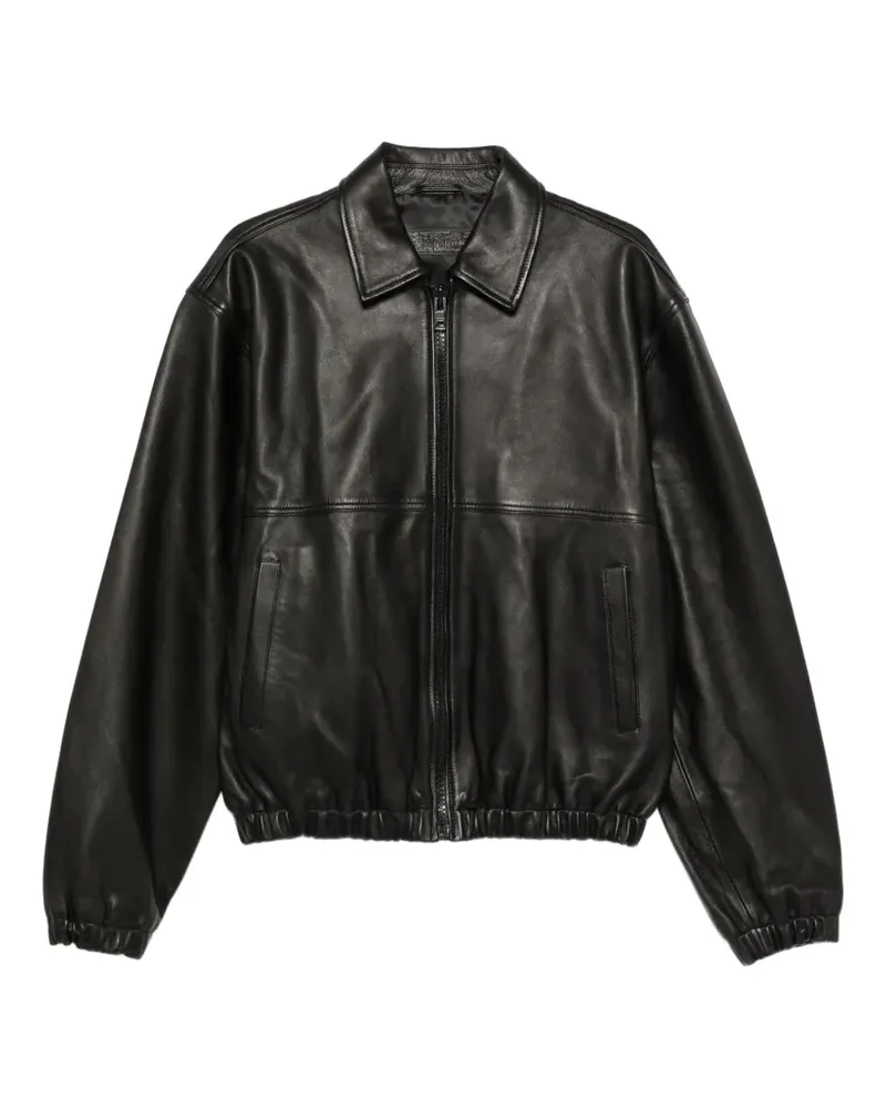 Stüssy Lederjacke mit Reißverschluss - Schwarz Schwarz