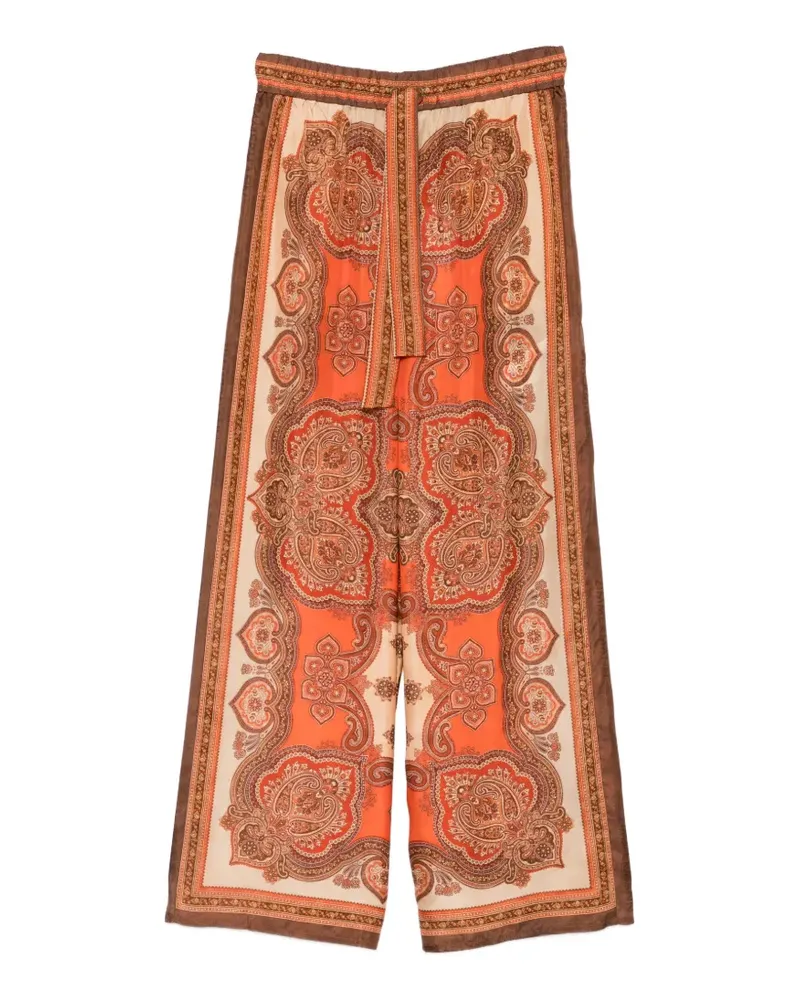 Zimmermann Mahon paisley-print belted trousers - Orange Orange