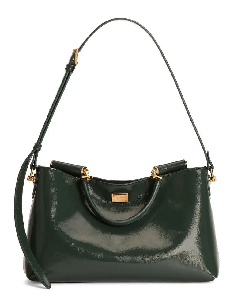 Dolce & Gabbana Mittelgroße Vittoria Handtasche aus Kalbsleder - Grün Grün