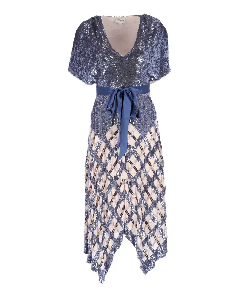 Temperley London Akiko belted sequined midi dress - Blau Blau