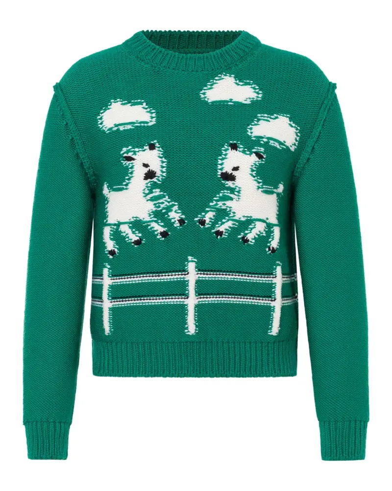 Moschino Pullover mit Schaf-Intarsie - Grün Grün
