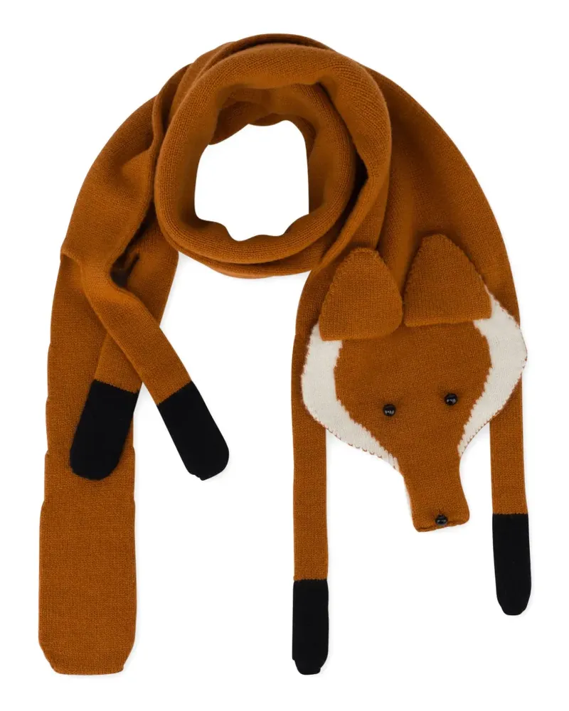 Moschino Gestrickter Schal mit Fuchs - Braun Braun