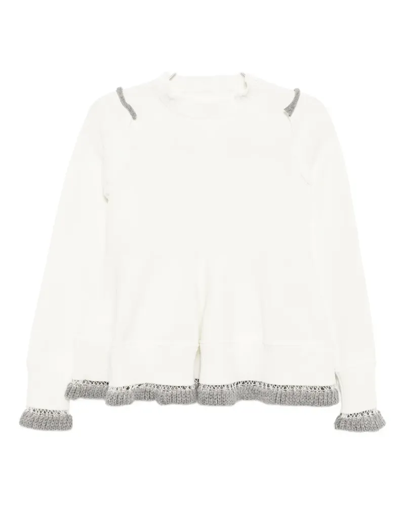 Sacai Pullover mit Volants - Weiß Weiß