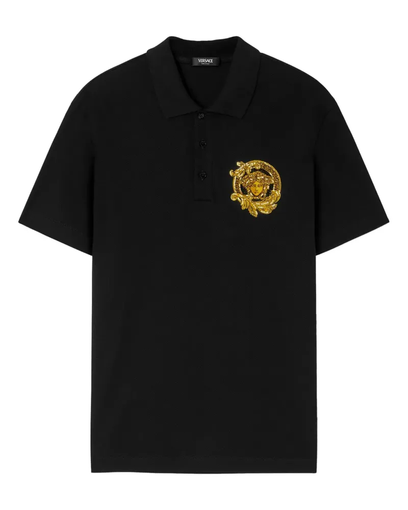Versace Poloshirt mit Medusa-Applikation - Schwarz Schwarz