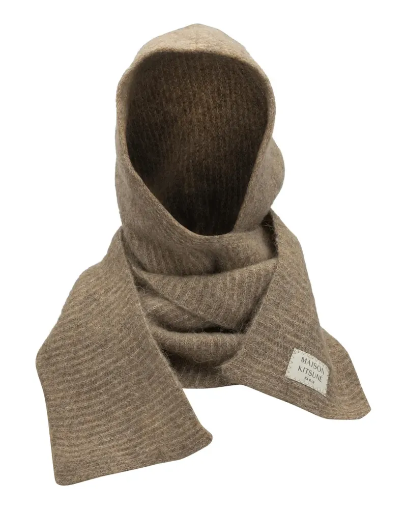 Kitsuné hooded knitted scarf - Braun Braun