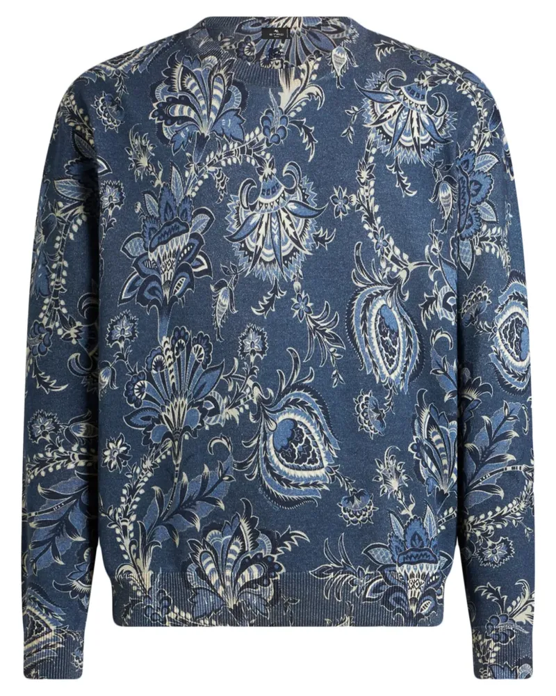 Etro Pullover mit Maxi-Blumen - Blau Blau
