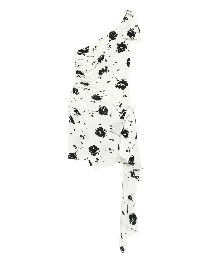 Alessandra Rich Einschultriges Kleid mit Blumen-Print - Weiß Weiß