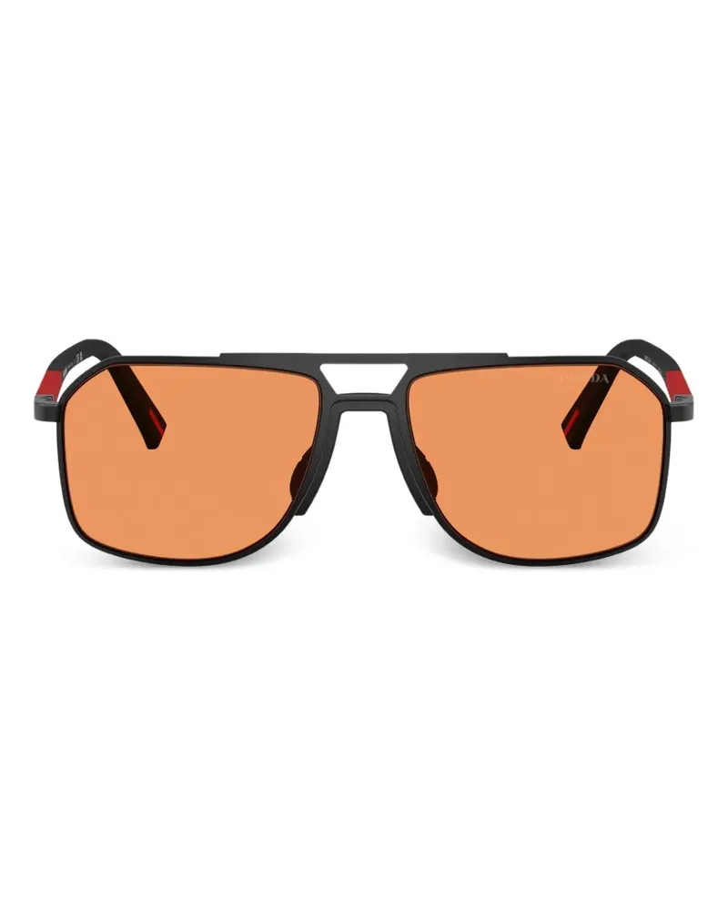 Prada rectangle-frame bar-detail sunglasses - Schwarz Schwarz