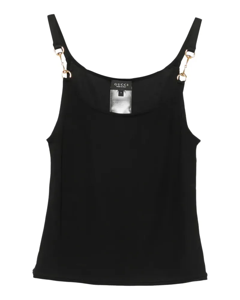 Gucci Oberteil aus Viskose-Kreppjersey mit Horsebit - Schwarz Schwarz