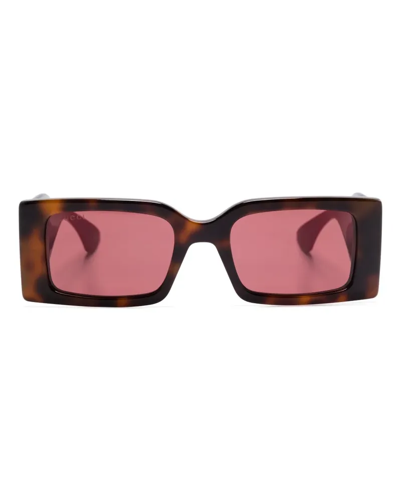 Gucci Sonnenbrille mit eckigem Gestell - Braun Braun