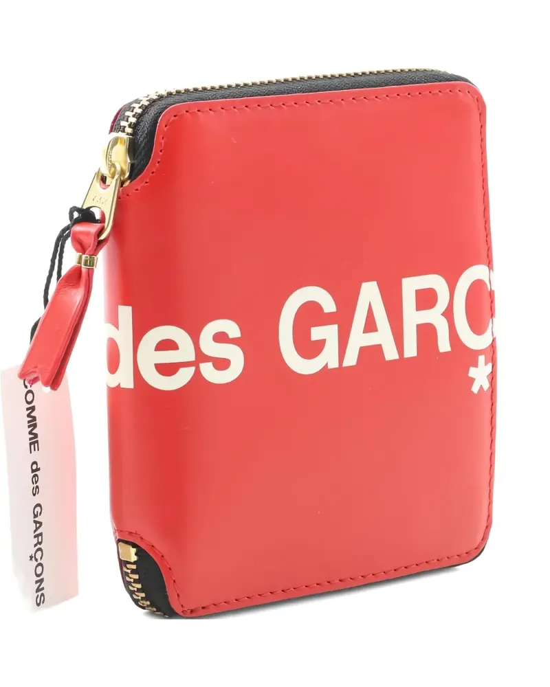Comme des Garçons logo-print round-zipper leather wallet - Rot Rot