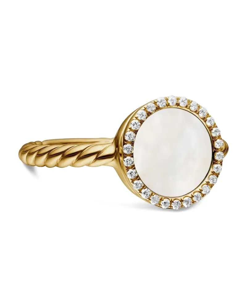 David Yurman 18kt Petite DY Elements Gelbgoldring mit Diamanten 11,3mm Gold