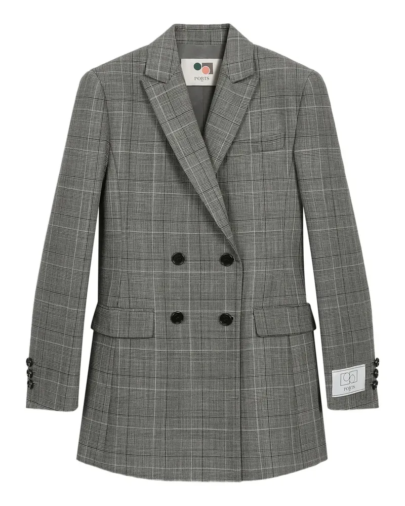 Ports 1961 Doppelreihiges Sakko mit Karo - Grau Grau