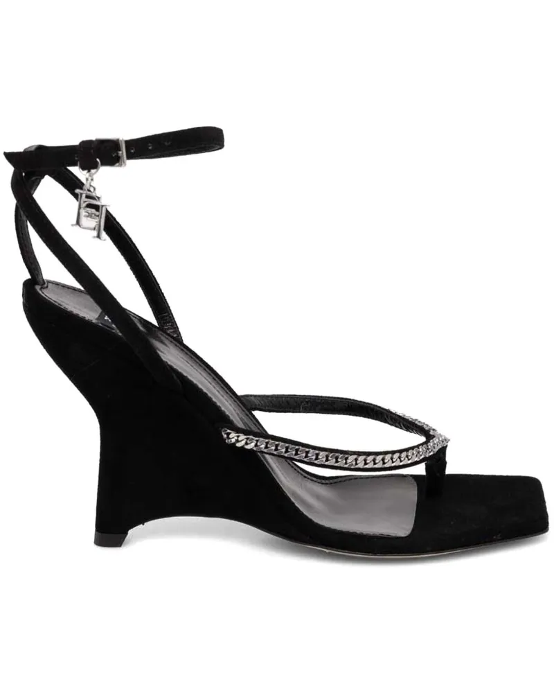 Elisabetta Franchi Wedge-Sandalen aus Wildleder 100mm - Schwarz Schwarz