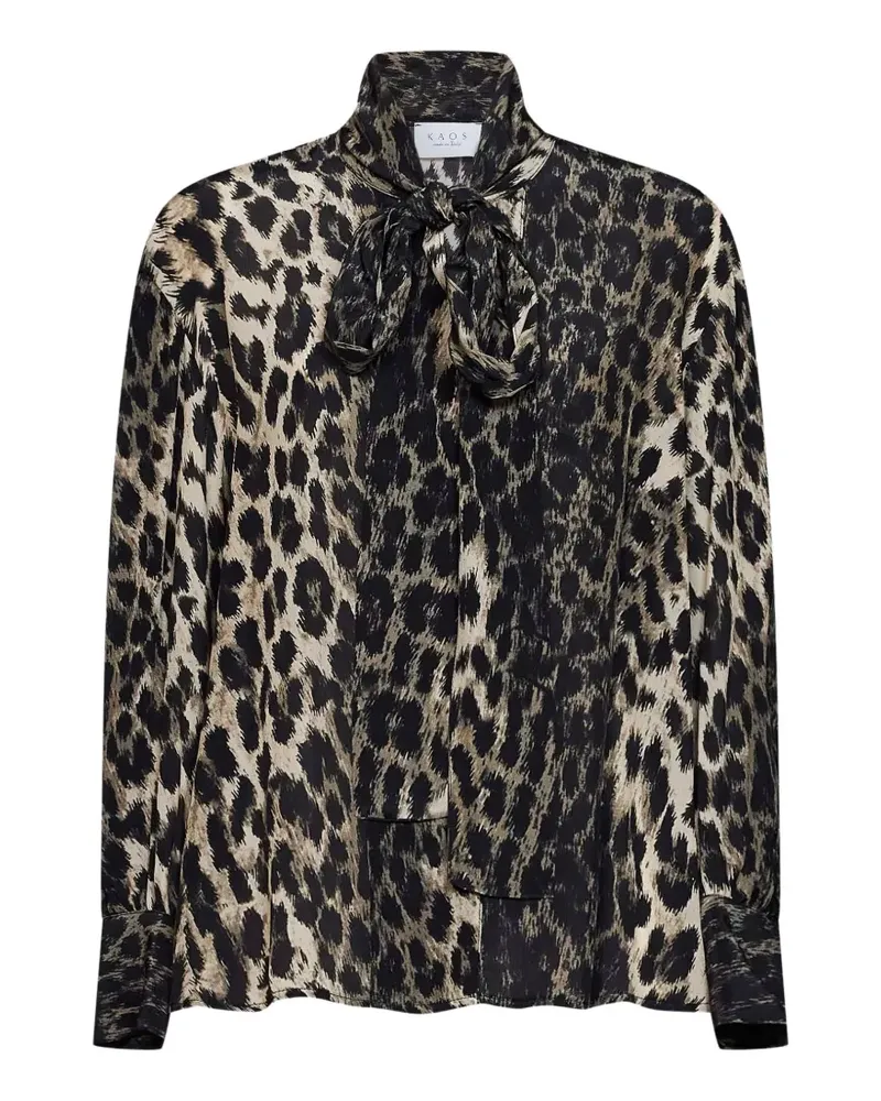 Kaos Schluppenbluse mit Leopardenprint - Grün Grün