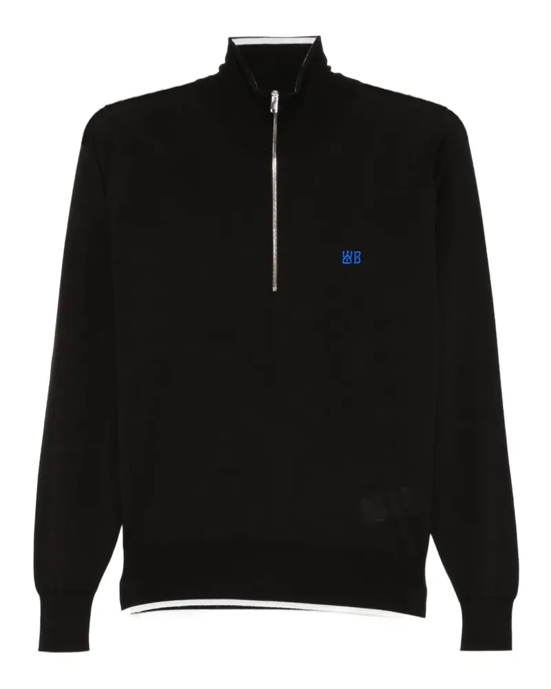 Wales Bonner Park quarter-zip chest-logo T-shirt - Braun Braun