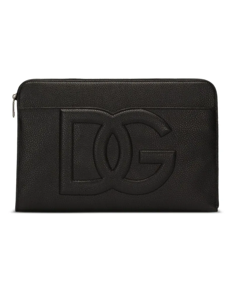 Dolce & Gabbana Große Clutch mit Logo-Prägung Schwarz