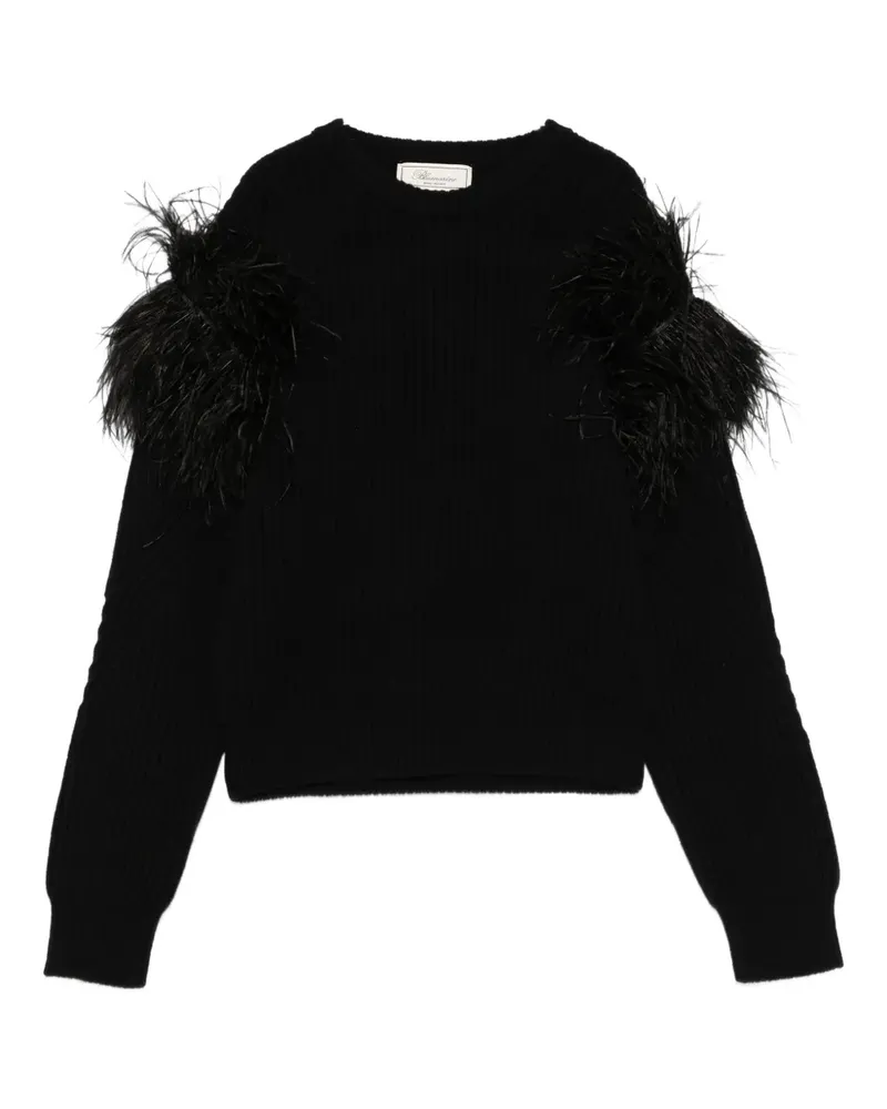 Blumarine Pullover mit Federbesatz - Schwarz Schwarz