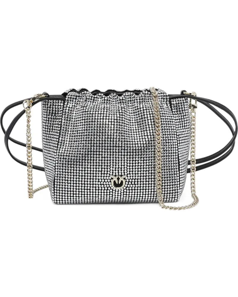 Pinko Schultertasche mit Pelz-Effekt und Strass - Silber Silber