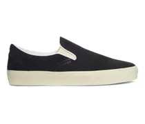 Perforierte Slip-On-Sneakers - Schwarz