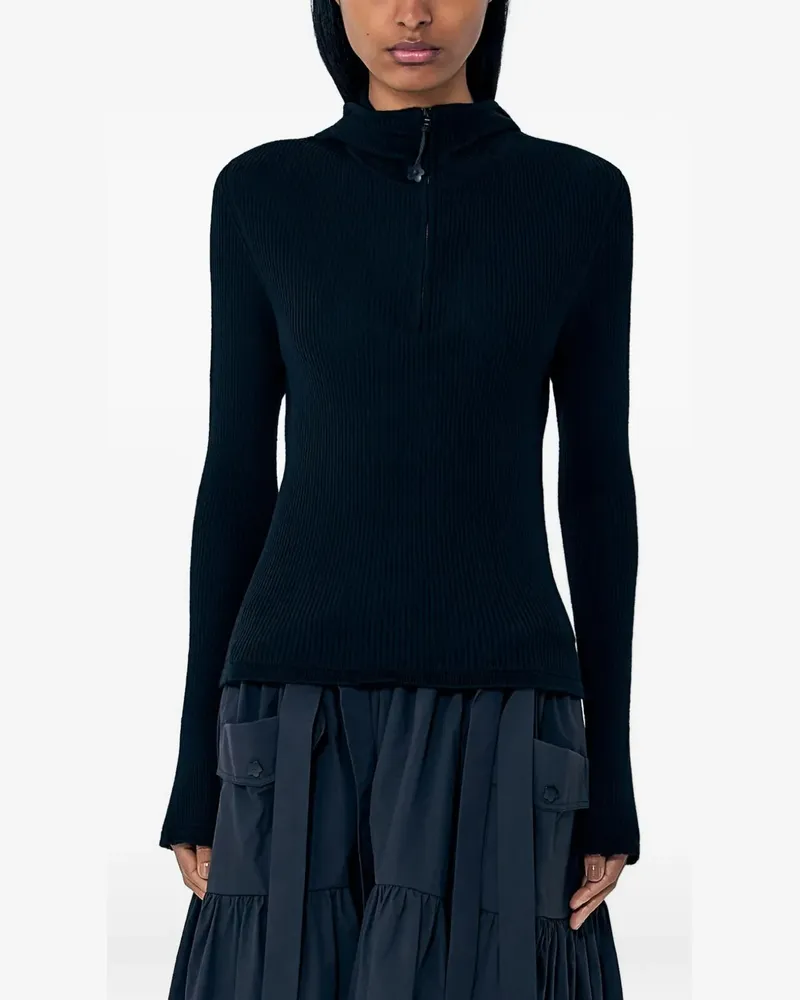 Cecilie Bahnsen Gerippter Strick-Hoodie mit Stehkragen - Schwarz Schwarz