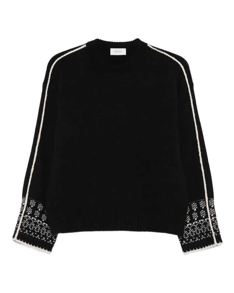 AGNONA Pullover mit Streifendetail - Schwarz Schwarz