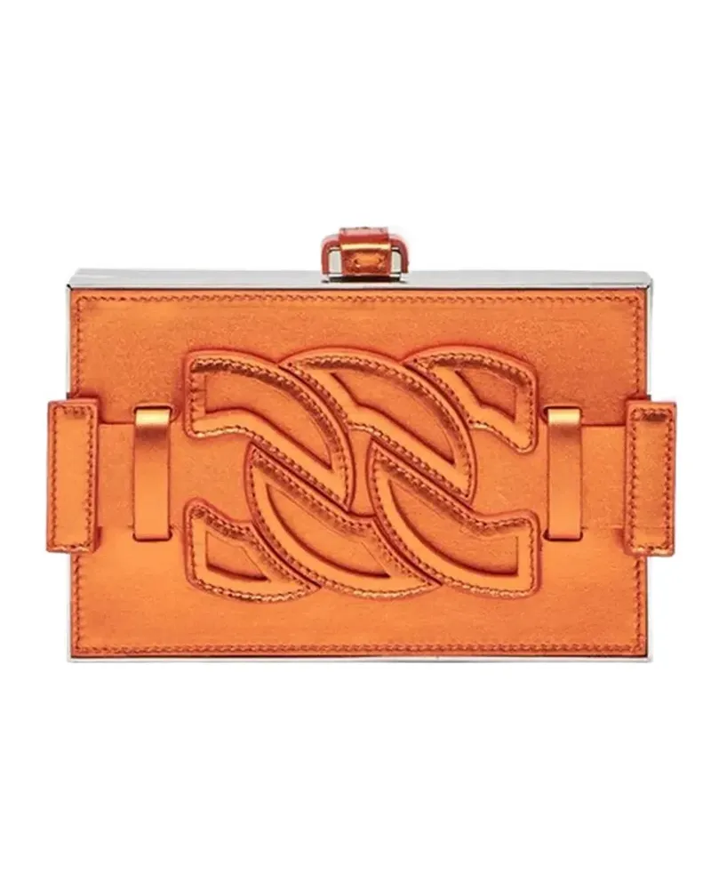 Casadei logo-patch clutch bag - Orange Orange