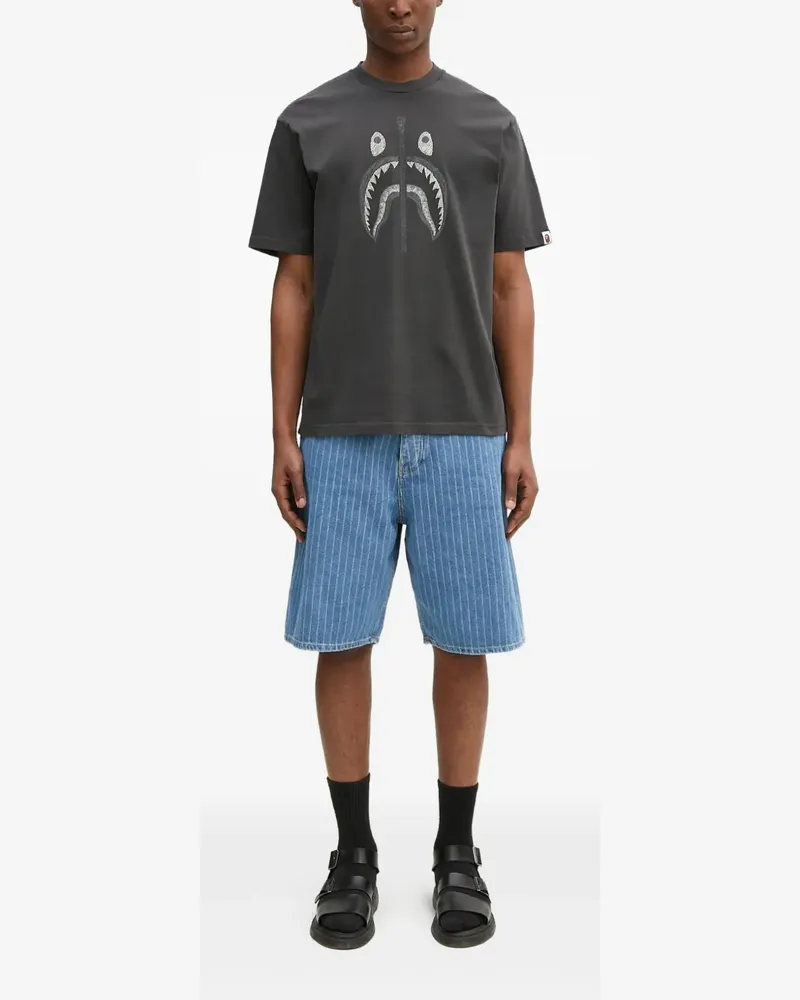 BAPE T-Shirt mit Haiköpfen - Schwarz Schwarz
