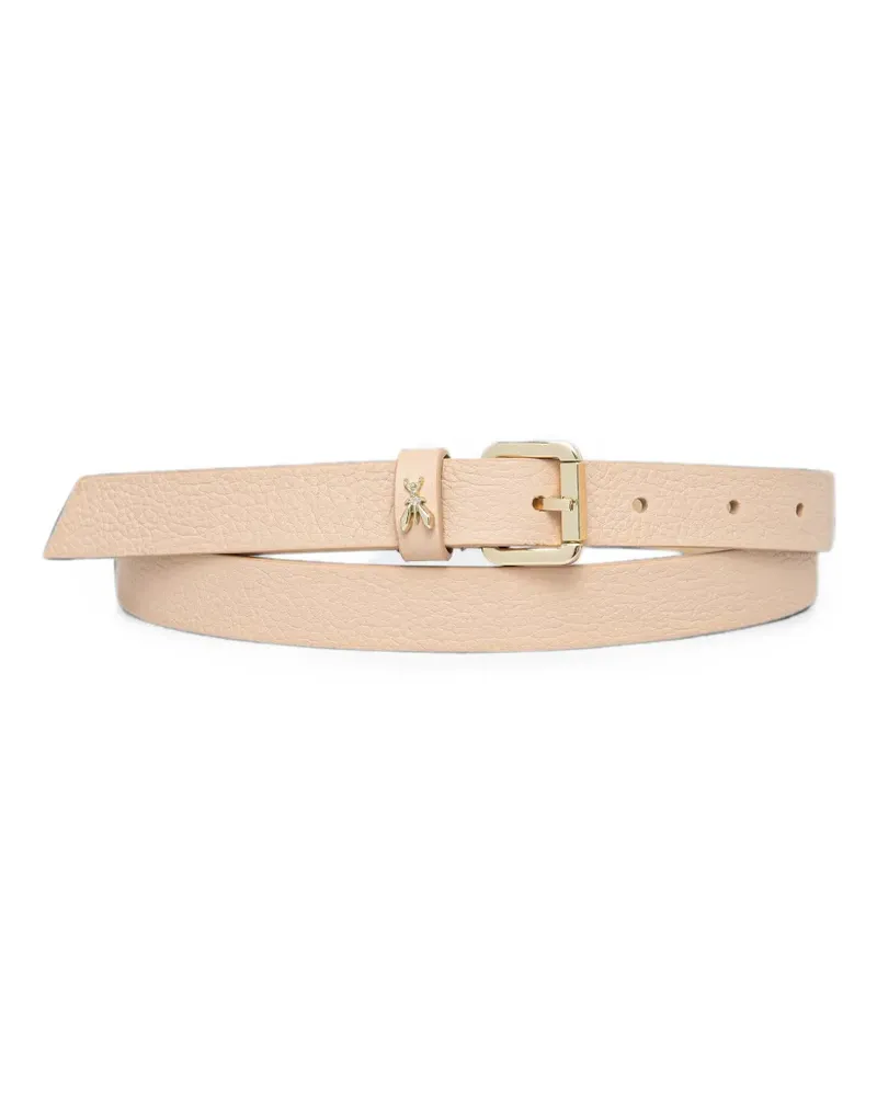 Patrizia Pepe Fly-plaque pebbled-calf leather belt - Nude Nude