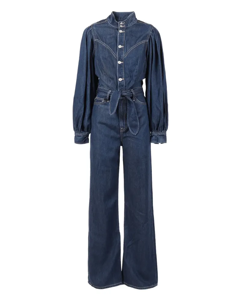 7 for all mankind Jo tie-waist long-sleeve jumpsuit - Blau Blau