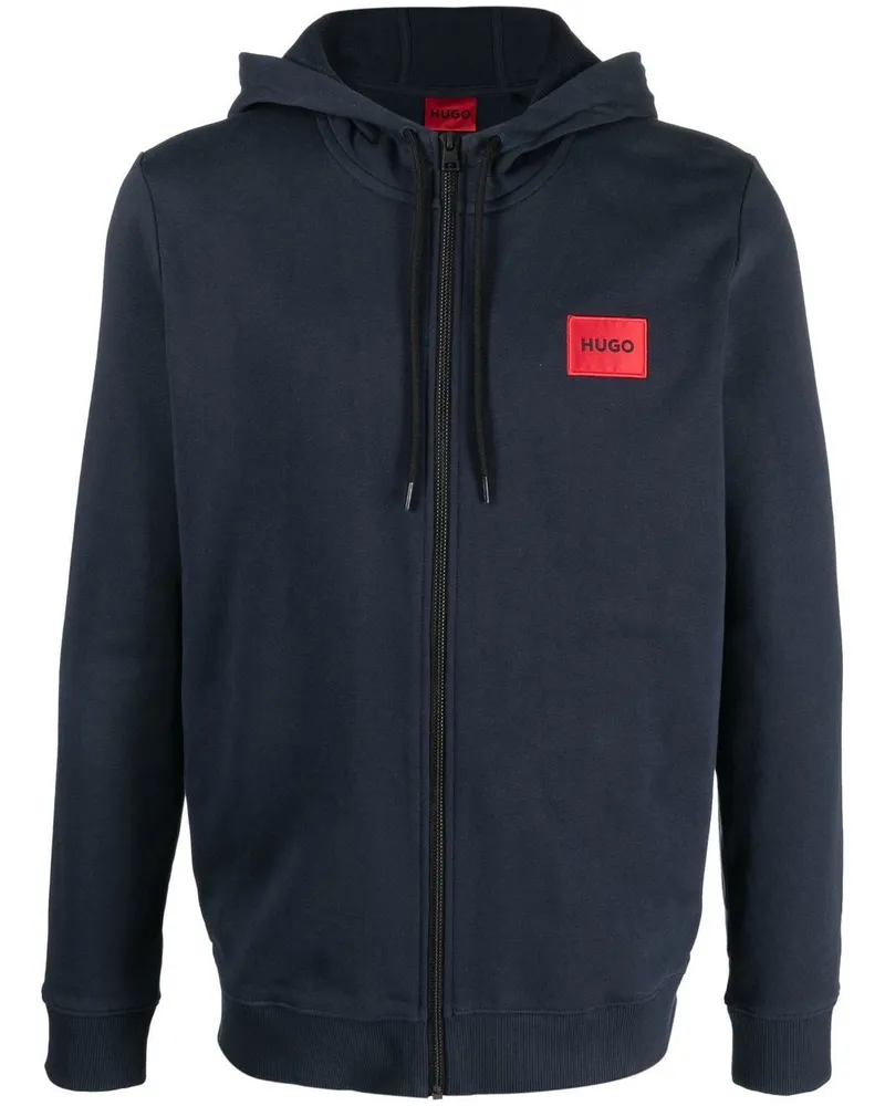HUGO BOSS Hoodie mit Logo-Patch - Blau Blau