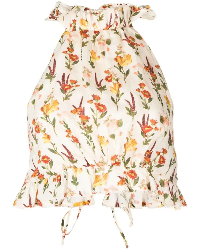 AGUA BENDITA Nandi Cropped-Top mit Blumen-Print - Nude Nude