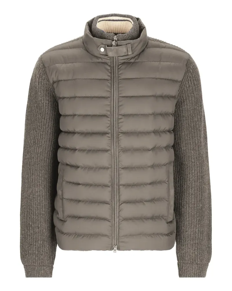 Herno quilted-panel ribbed-knit jacket - Grau Grau