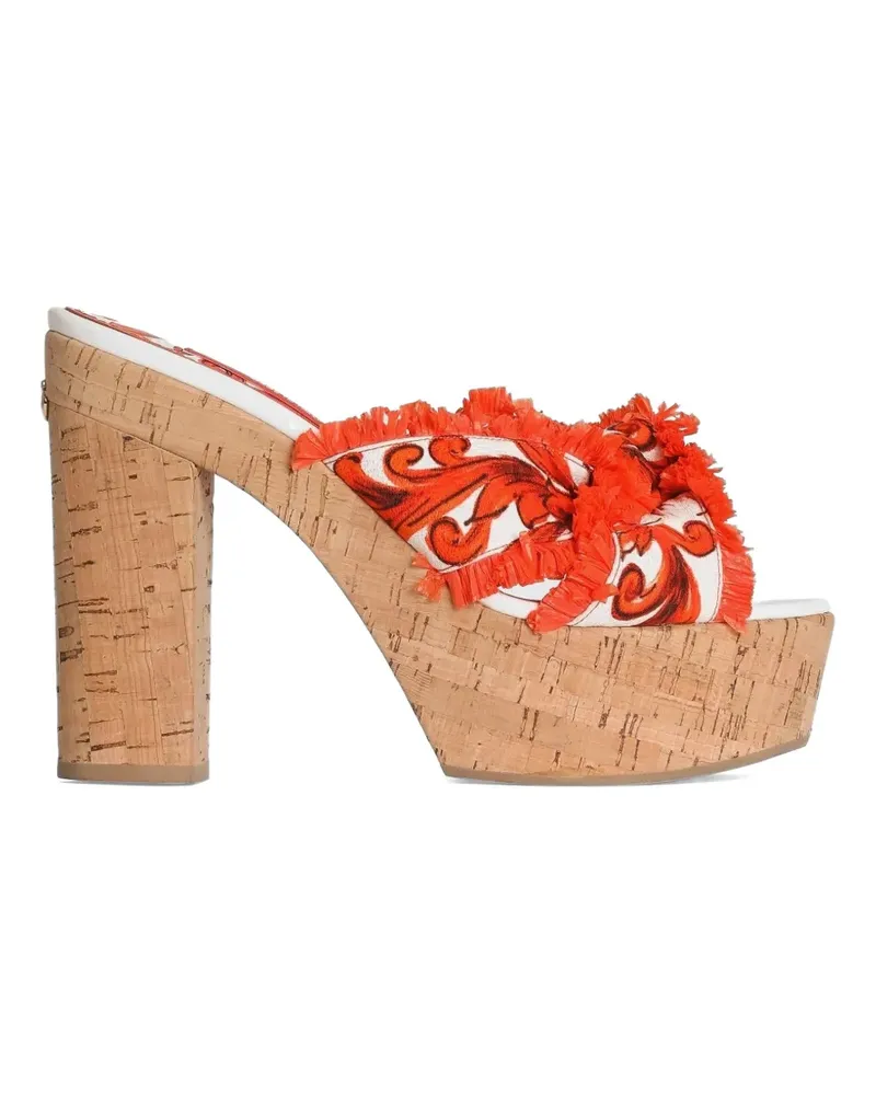 Dolce & Gabbana Clogs aus Brokat mit Majolica-Print - Orange Orange